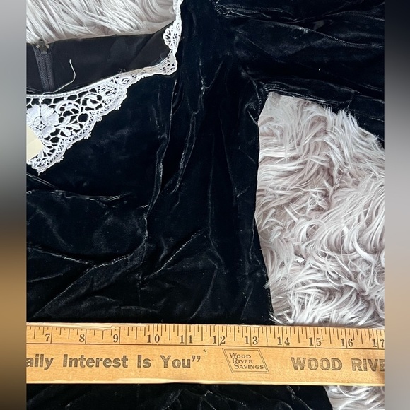 Gunne Sax Jessica McClintock VTG 80s Velvet Royal Black  Size 7 - Picture 5 of 11